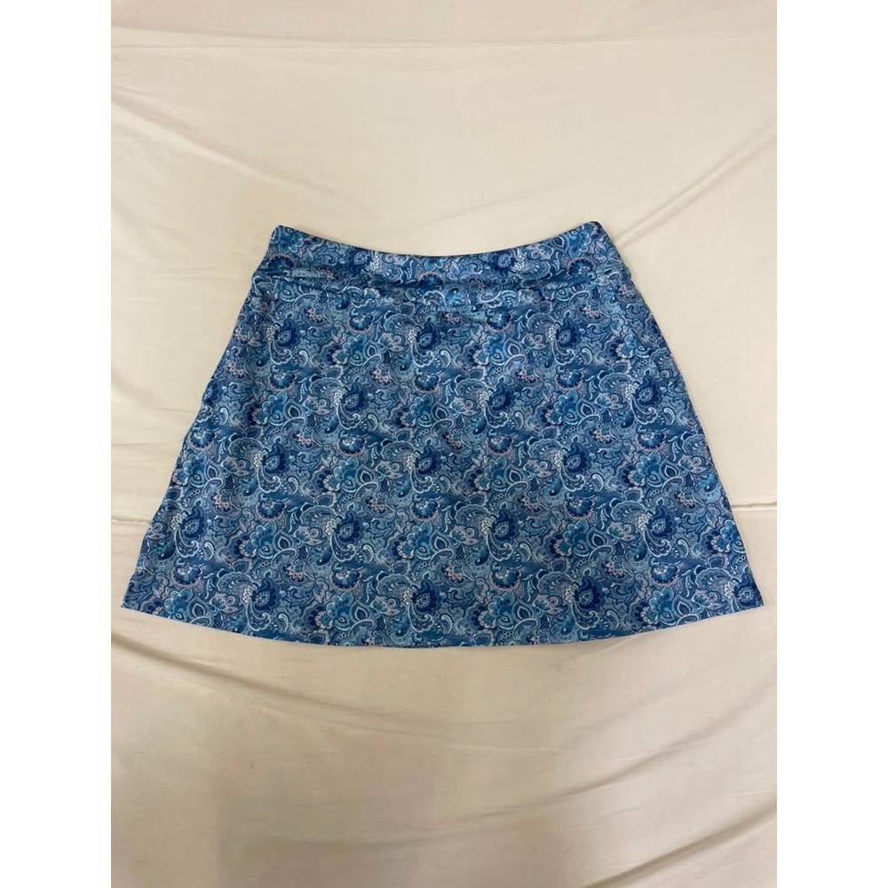 Blue Paisley Active Skort Athletic Tennis Golf Skirt with Built-in Shorts L